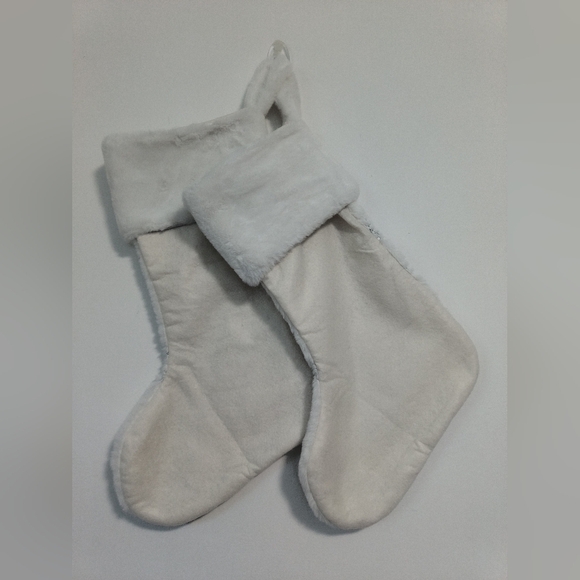 New  Pair Holiday Silver White Stockings - Picture 3 of 5